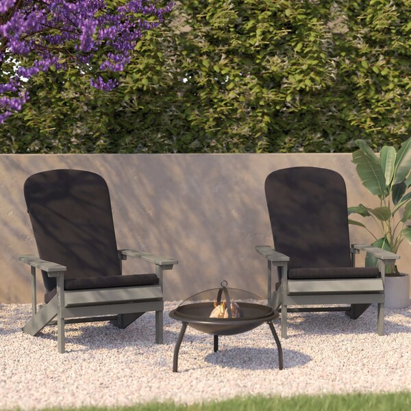 Flash Furniture LT Gray Adirondack Chairs with Gray Cushions, 2PK 2-JJ-C14501-CSNGY-LTG-GG - main